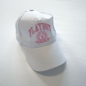 PLAYBOY Logo White and Pink Baseball Hat